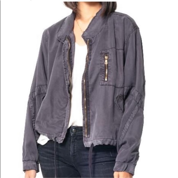 Young Fabulous & Broke Clara Jacket Black Sand Tencel Bomber Utility YFB - Picture 15 of 15